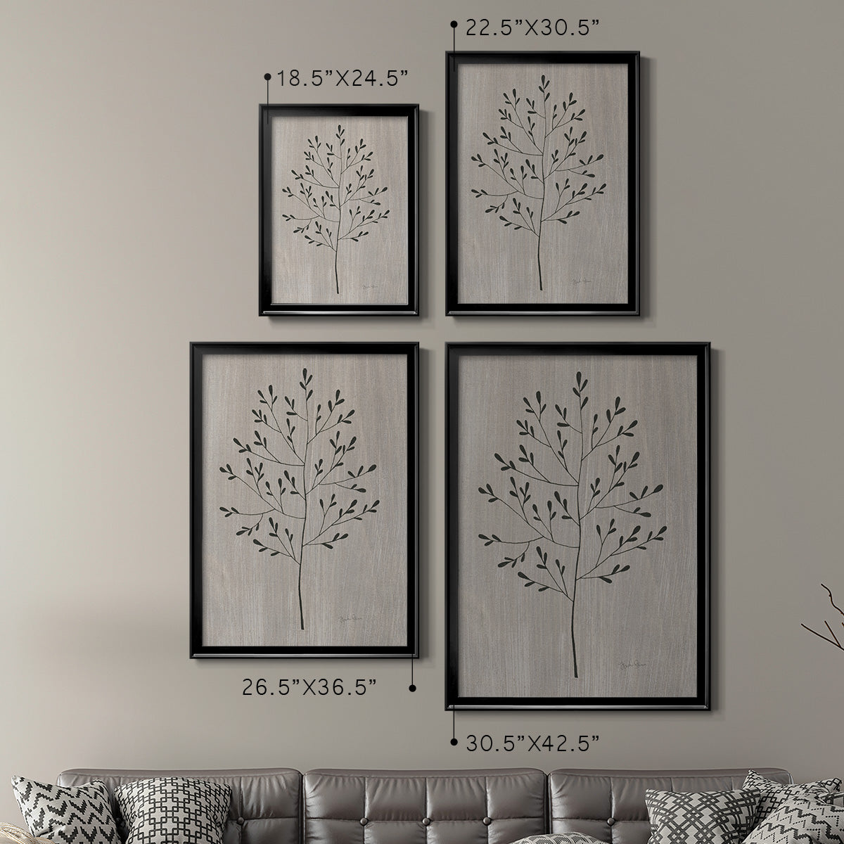 Leaves and Wood II - Modern Framed Canvas Print