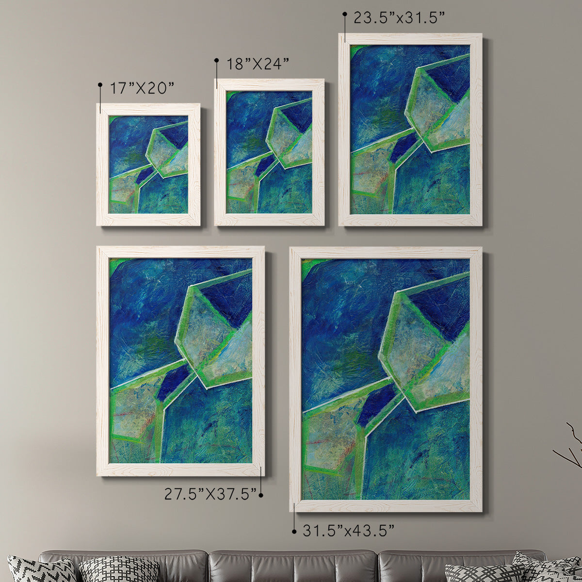 Geometric in Cool III - Premium Framed Canvas 2 Piece Set - Ready to Hang