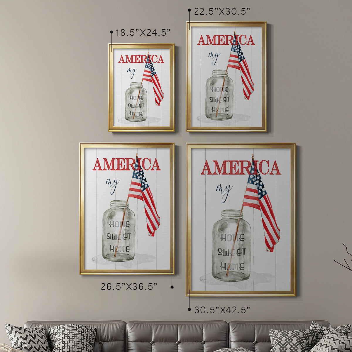 America My Home Sweet Home - Modern Framed Canvas Print