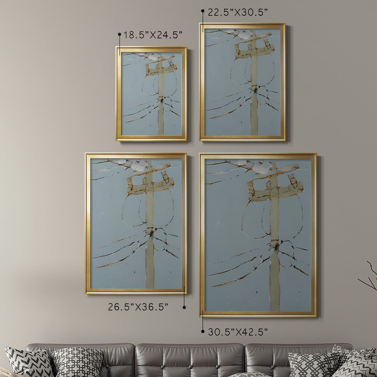 Wires V - Modern Framed Canvas Print