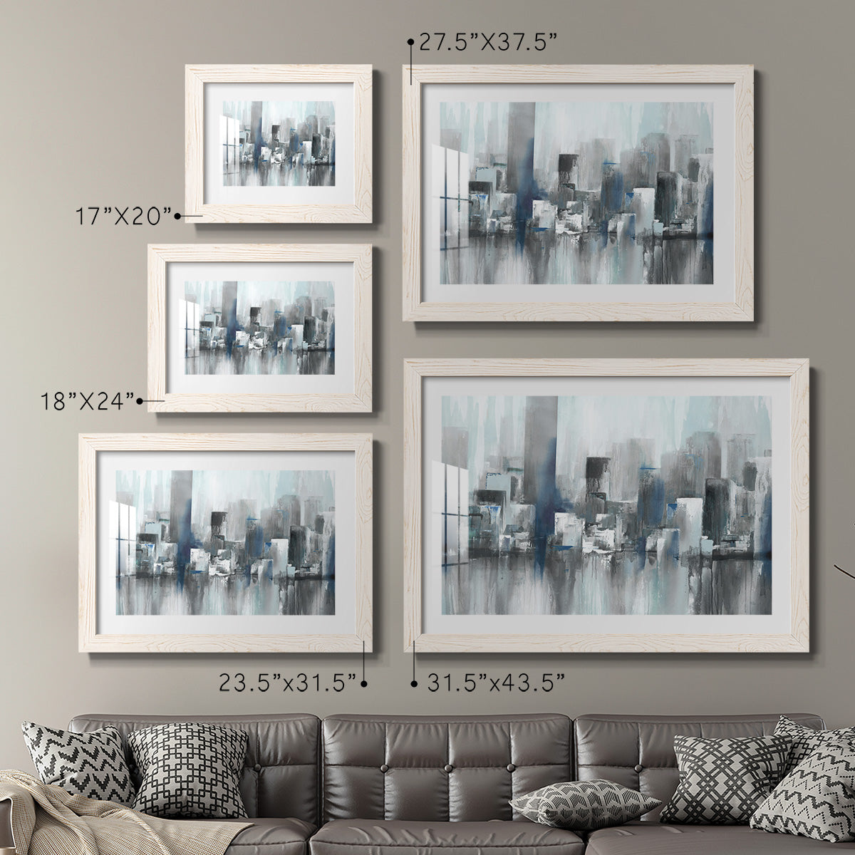 Cityscape in Blues - Barnwood Framed Art Print