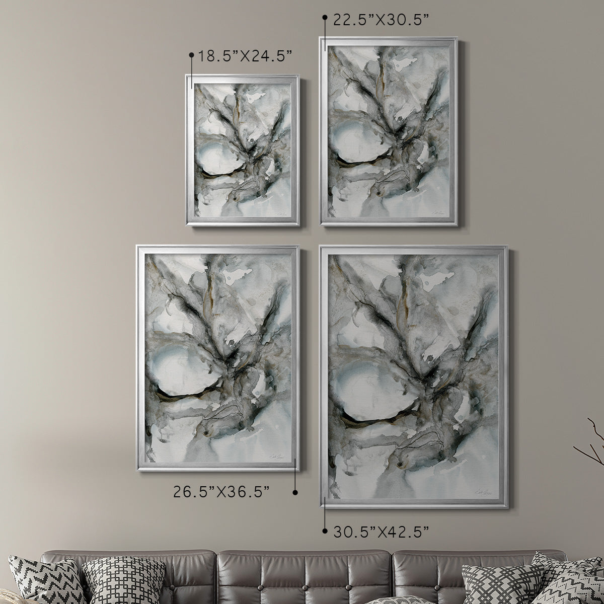 Marble Harmony - Modern Framed Canvas Print
