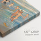 Canvas art print of children playing along shoreline with waves and wet sand, highlighting texture and gallery-wrapped edges