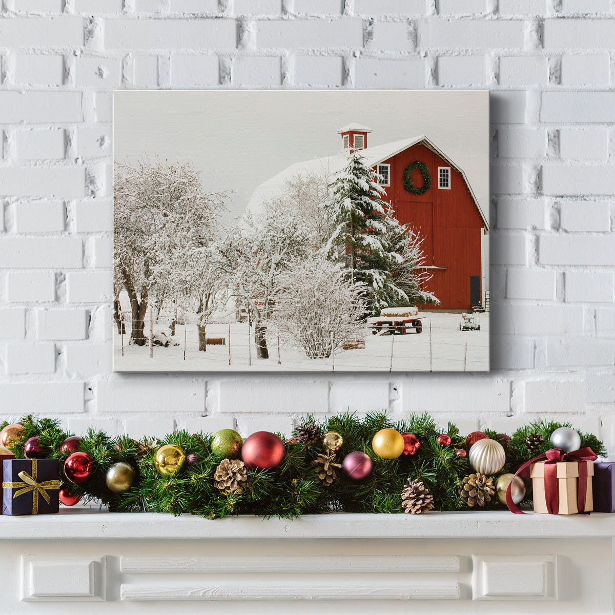 Festive Barn - Premium Gallery Wrapped Canvas  - Ready to Hang