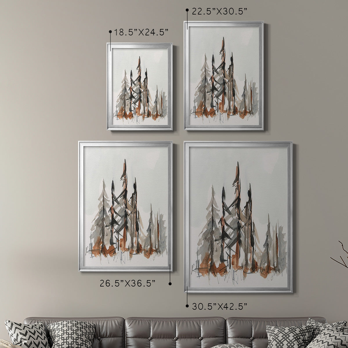 Rustic Evergreens II - Modern Framed Canvas Print