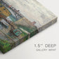 Canvas art print of a bridge crossing river under gray sky with muted reflections, highlighting texture and gallery-wrapped edges