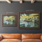 Impressionist riverside leisure scene by Claude Monet in an ornate bronzed mahogany wood frame shown in multiple size options.