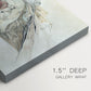 Close-up of a gallery-wrapped canvas corner showing a vintage book illustration with elegant linework and symbolism, highlighting texture and print detail.