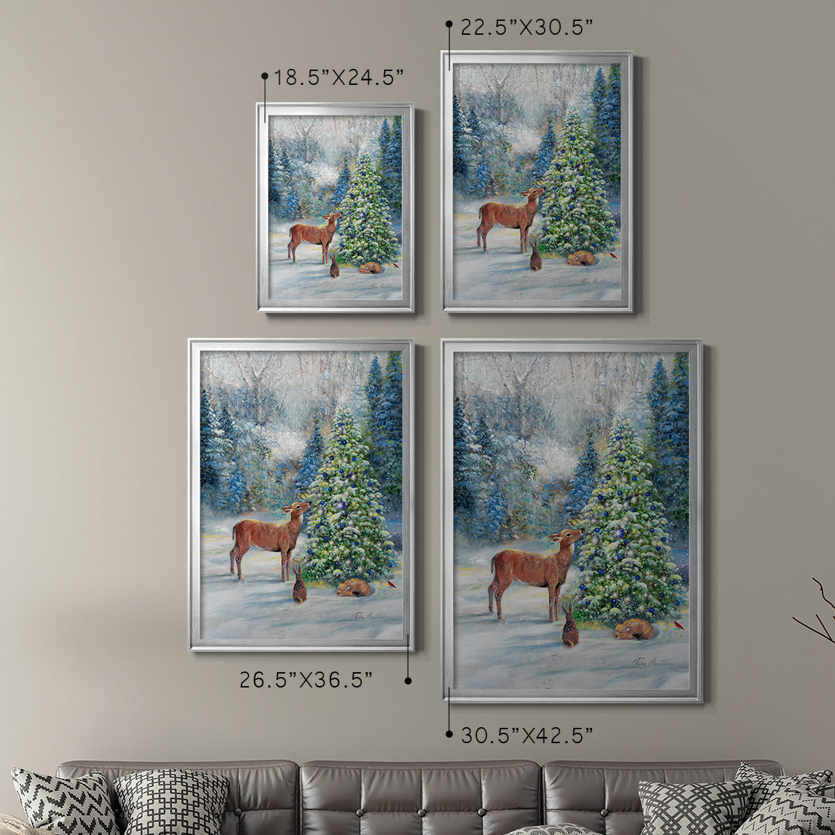 Winter Gathering - Modern Framed Canvas Print