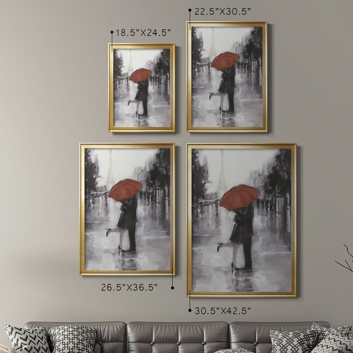 Caught in the Rain - Modern Framed Canvas Print