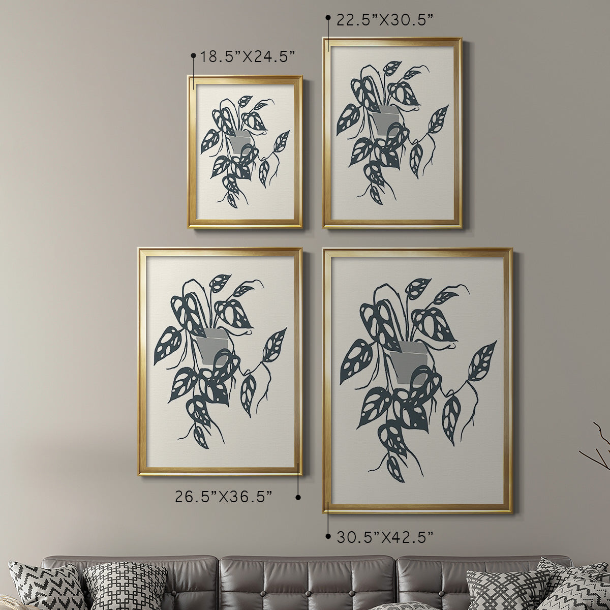 Growing Leaves VI - Modern Framed Canvas Print
