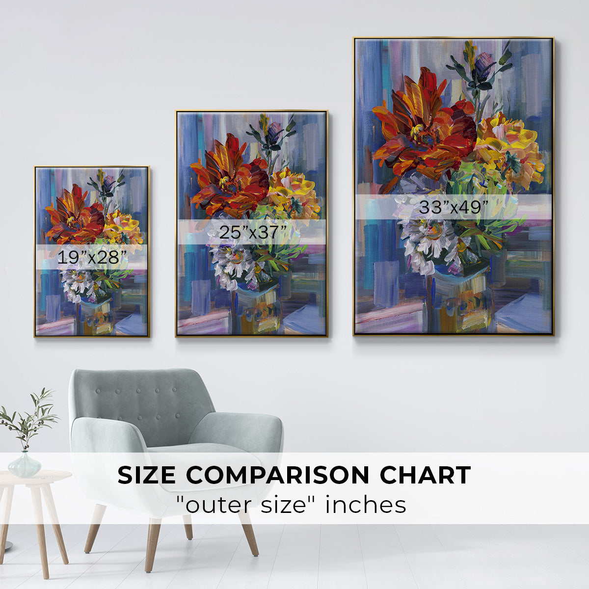 Modern Bouquet - Floater Framed Canvas Print