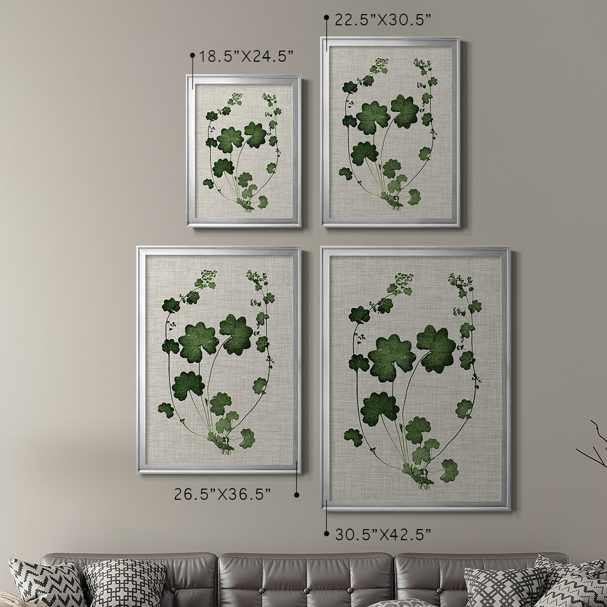 Forest Foliage on Linen II - Modern Framed Canvas Print