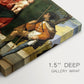 Canvas art print of Madonna and child seated with two saints in architectural devotional scene, highlighting texture and gallery-wrapped edges