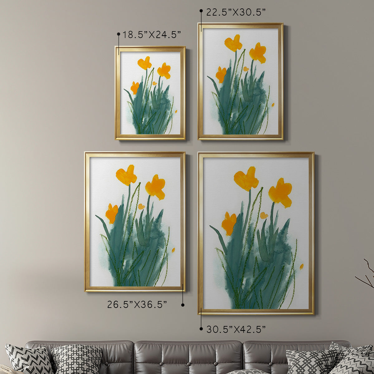 Daffodil Bunch I - Modern Framed Canvas Print