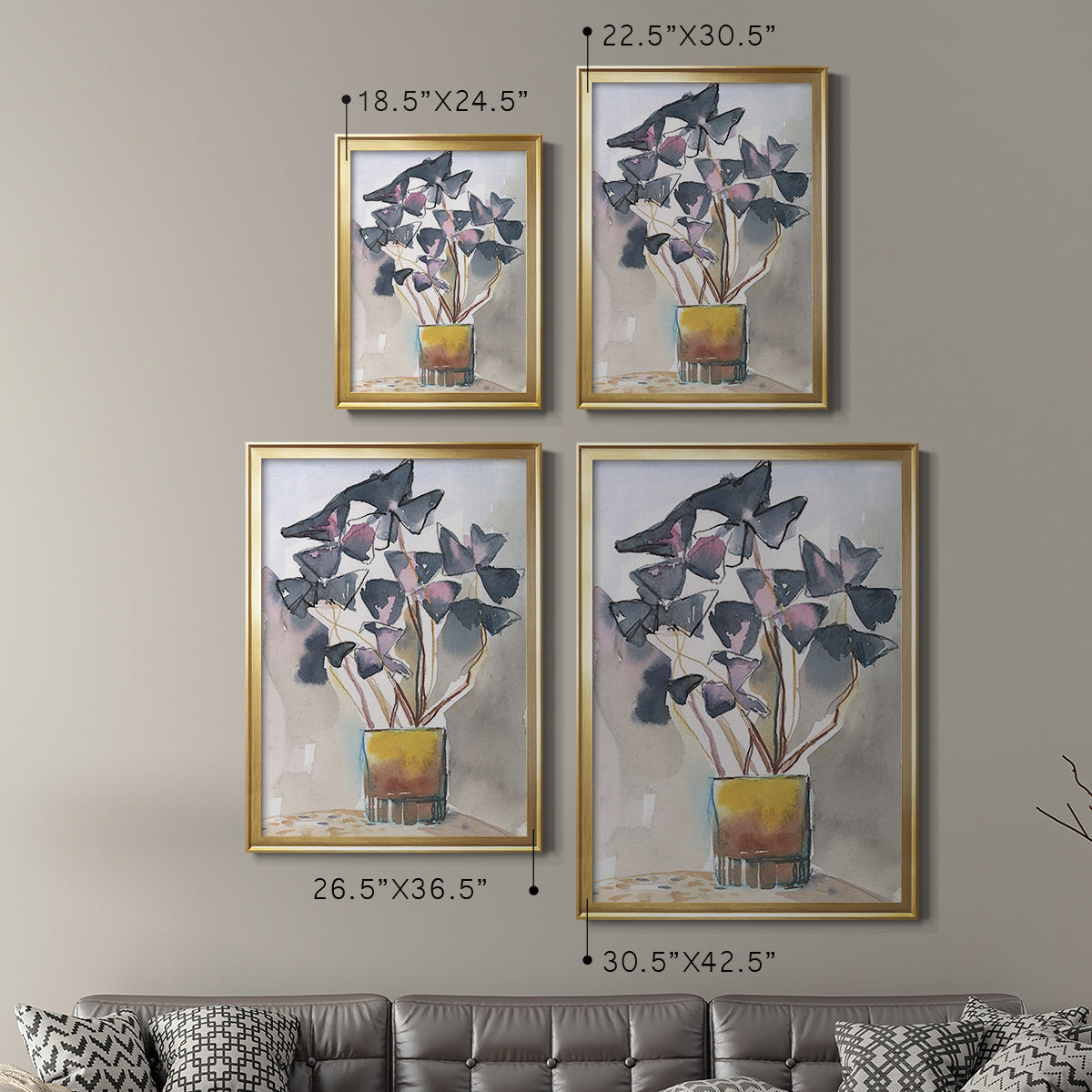 Oxalis in Vase II - Modern Framed Canvas Print