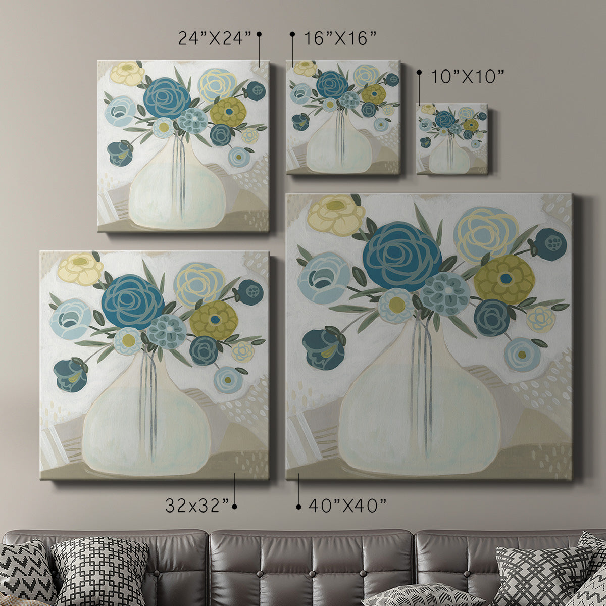 Blue Bohemian Bouquet II-Premium Gallery Wrapped Canvas - Ready to Hang