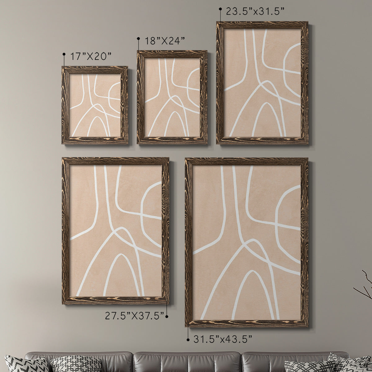 Clean Contour I - Barnwood Framed Canvas Set