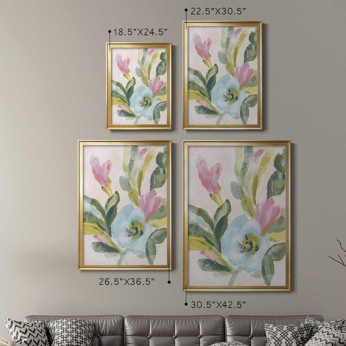 Floral Breeze Fresco  II - Modern Framed Canvas Print