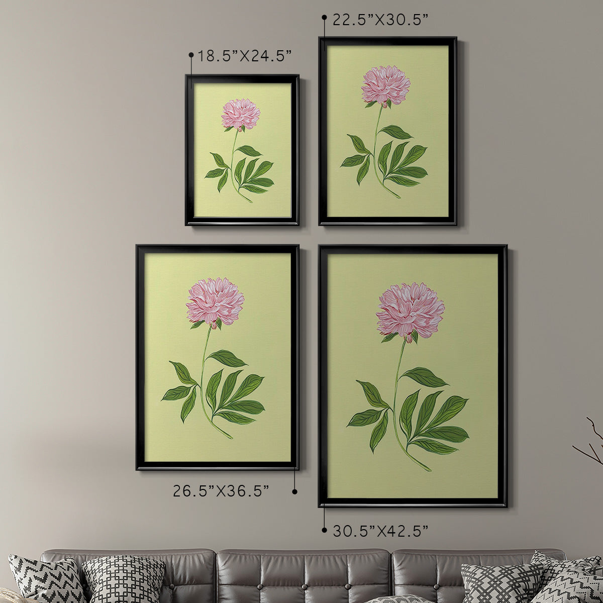 Peonies in Yellow I - Modern Framed Canvas Print