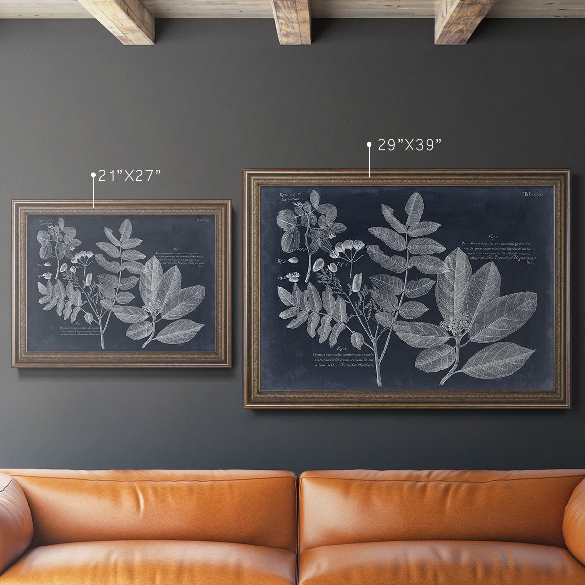 Foliage on Navy V Premium Framed Canvas- Ready to Hang