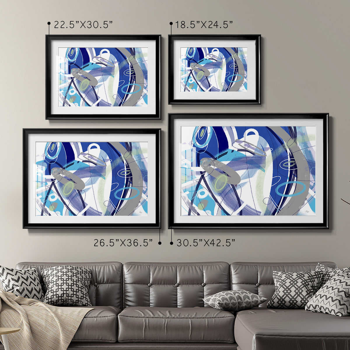 Blue Flow - Modern Framed Art Print
