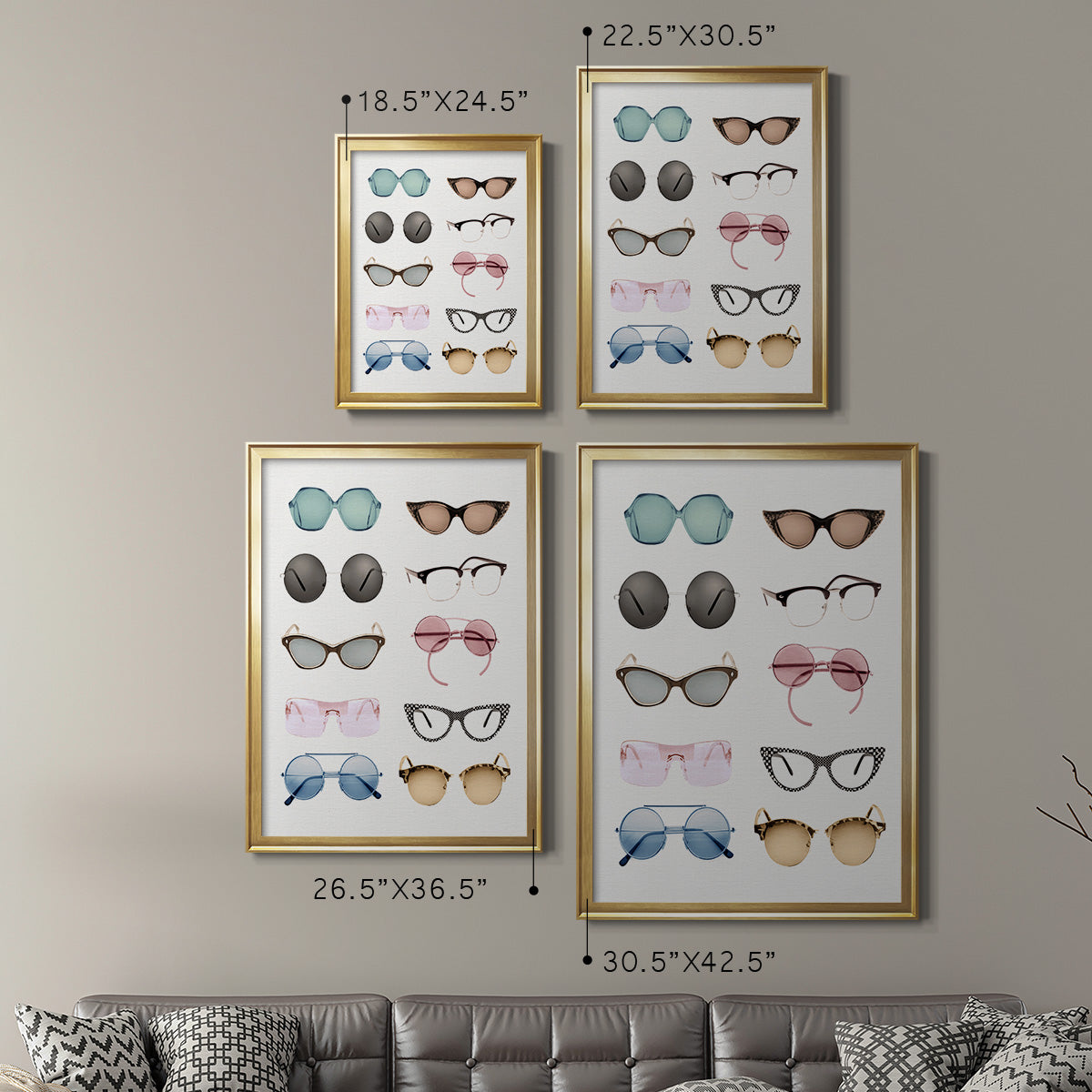 Vintage Glasses II - Modern Framed Canvas Print