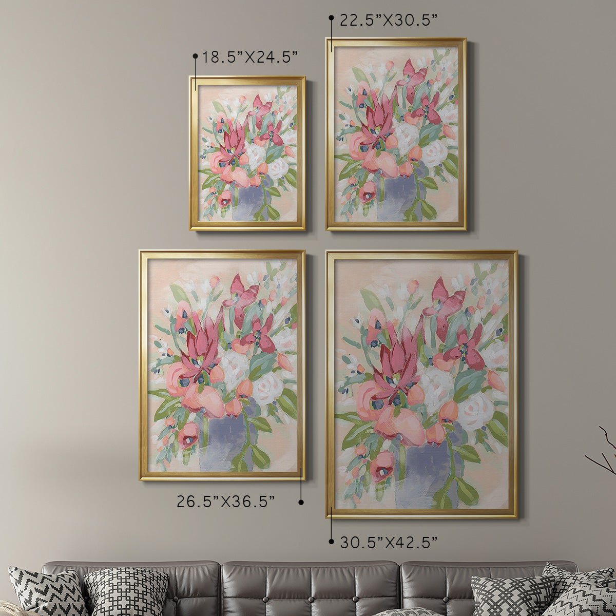 Blush Array I - Modern Framed Canvas Print