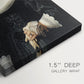 Close-up of a gallery-wrapped canvas corner showing a dignified image with calm presence, highlighting texture and print detail.