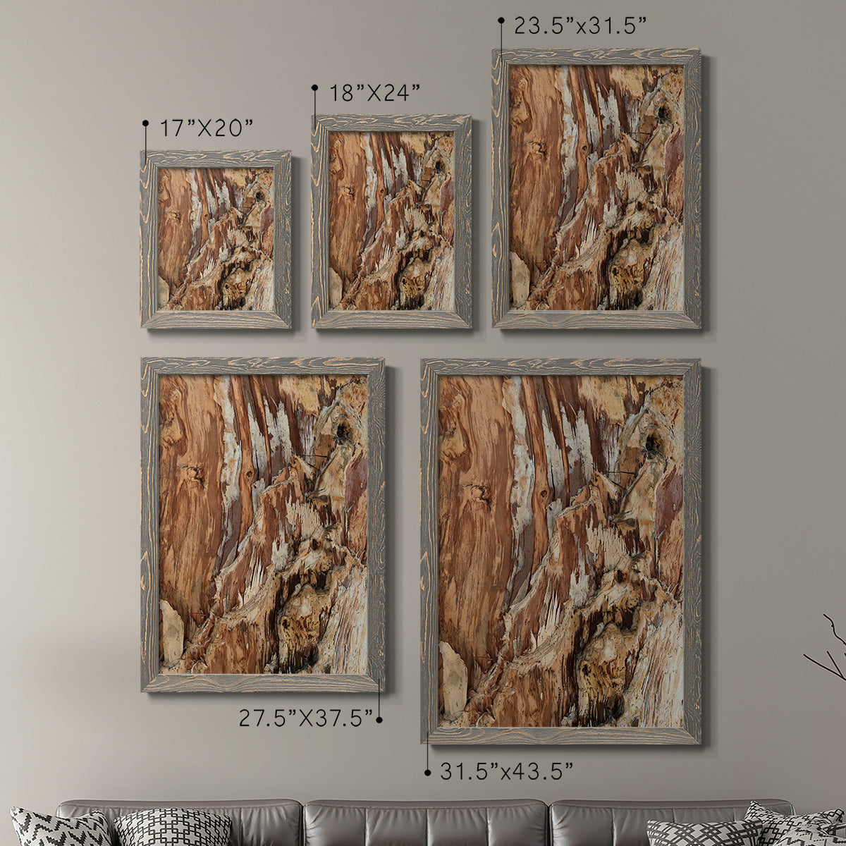 Tree Texture Triptych I - Premium Framed Canvas 2 Piece Set - Ready to Hang