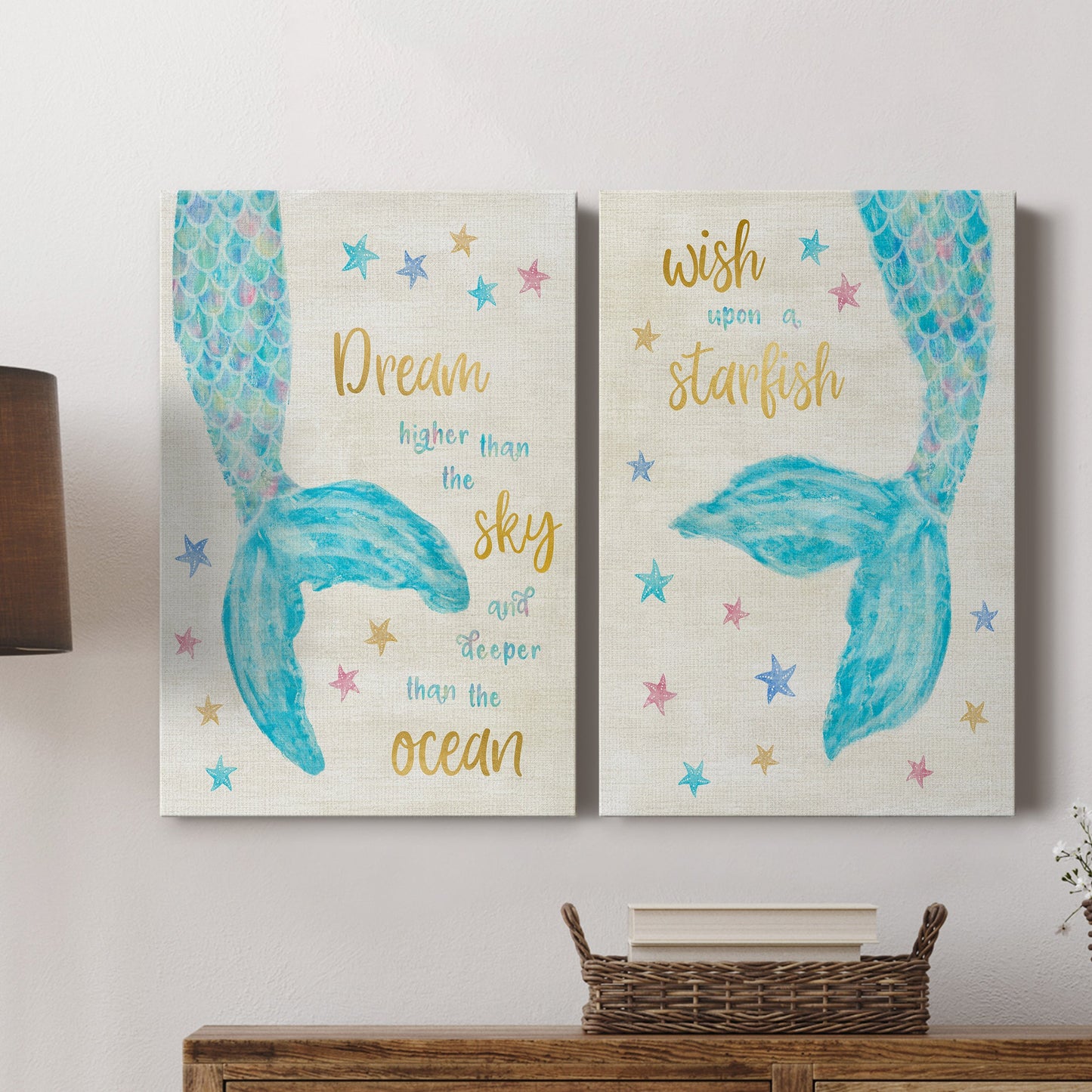 Mermaid Dream Premium Gallery Wrapped Canvas - Ready to Hang - Set of 2 - 8 x 12 Each