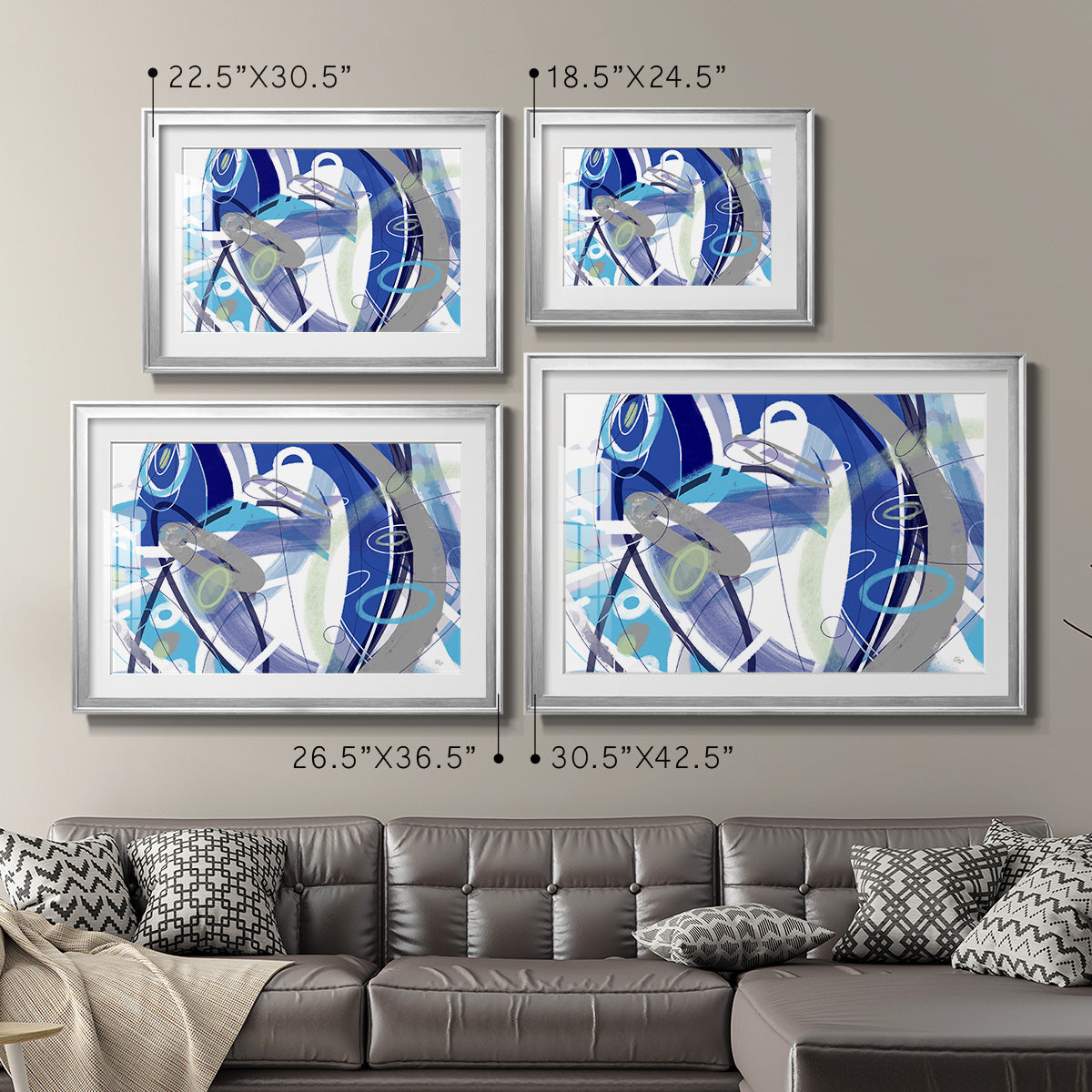 Blue Flow - Modern Framed Art Print