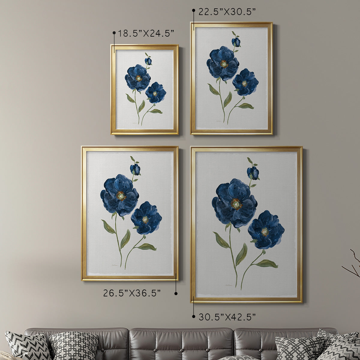 Blue Poppies - Modern Framed Canvas Print