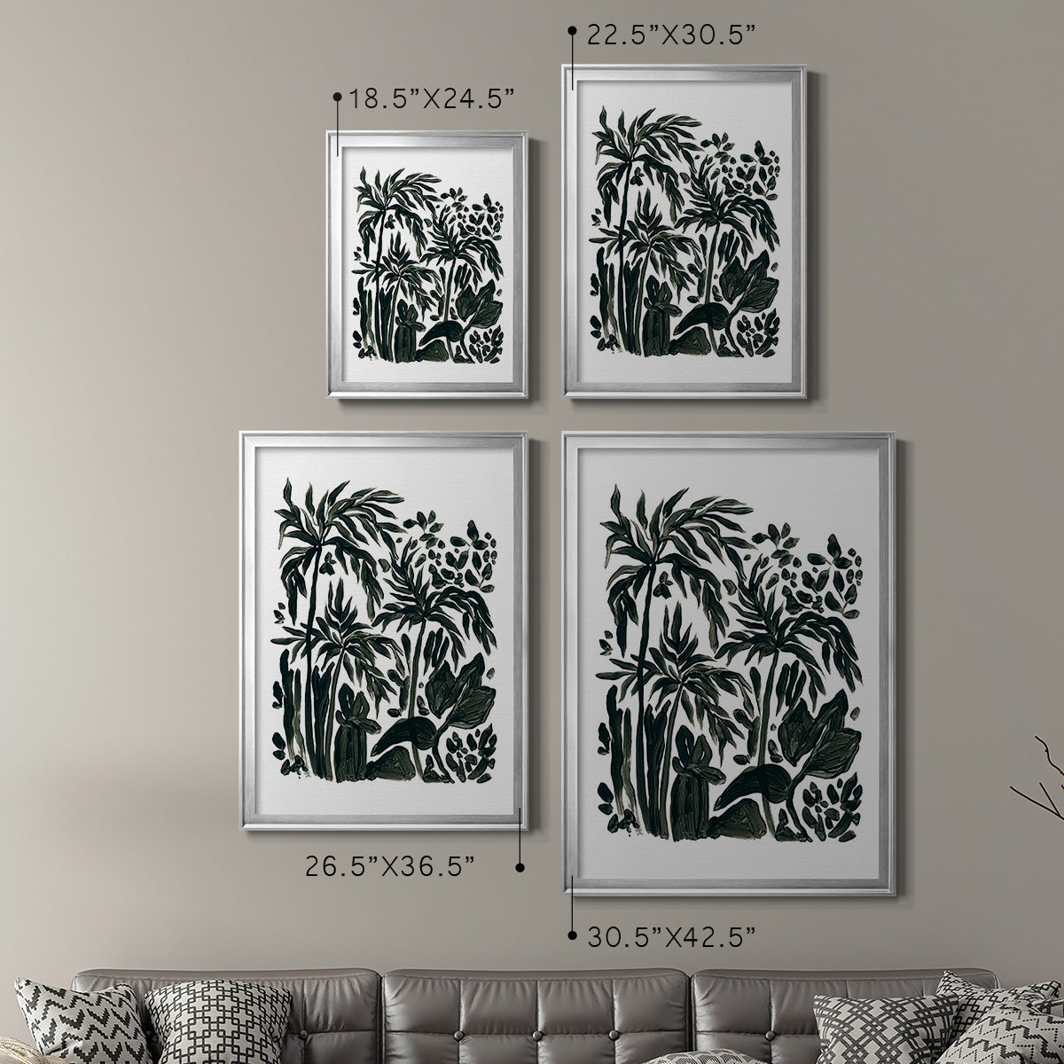 Ink Jungle III - Modern Framed Canvas Print