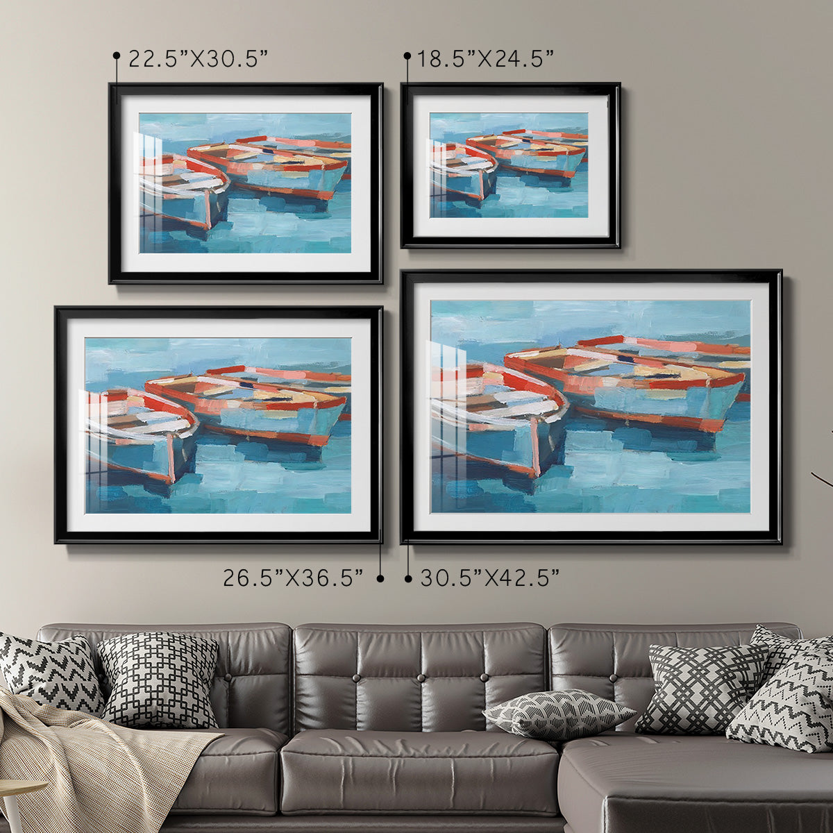 Primary Boats II Premium Framed Print - Ready to Hang