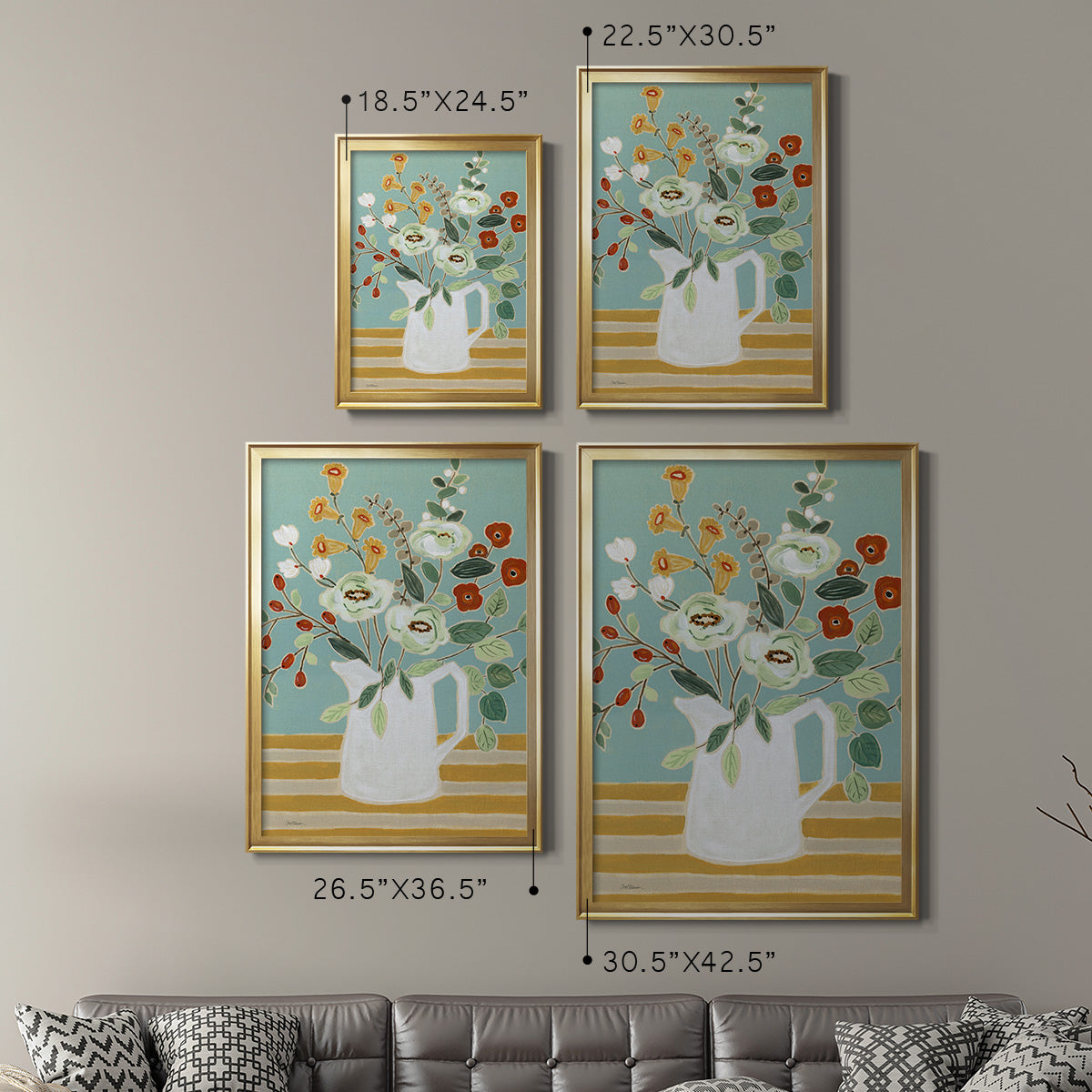 Joyful Blossoms II - Modern Framed Canvas Print