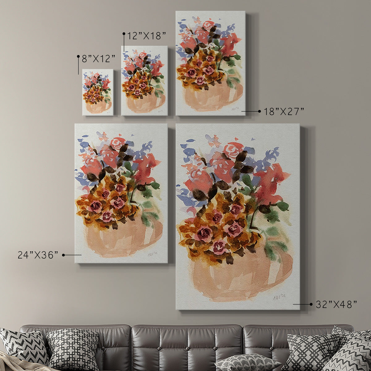 Mauve Bouquet in Teapot II - Canvas Art Print