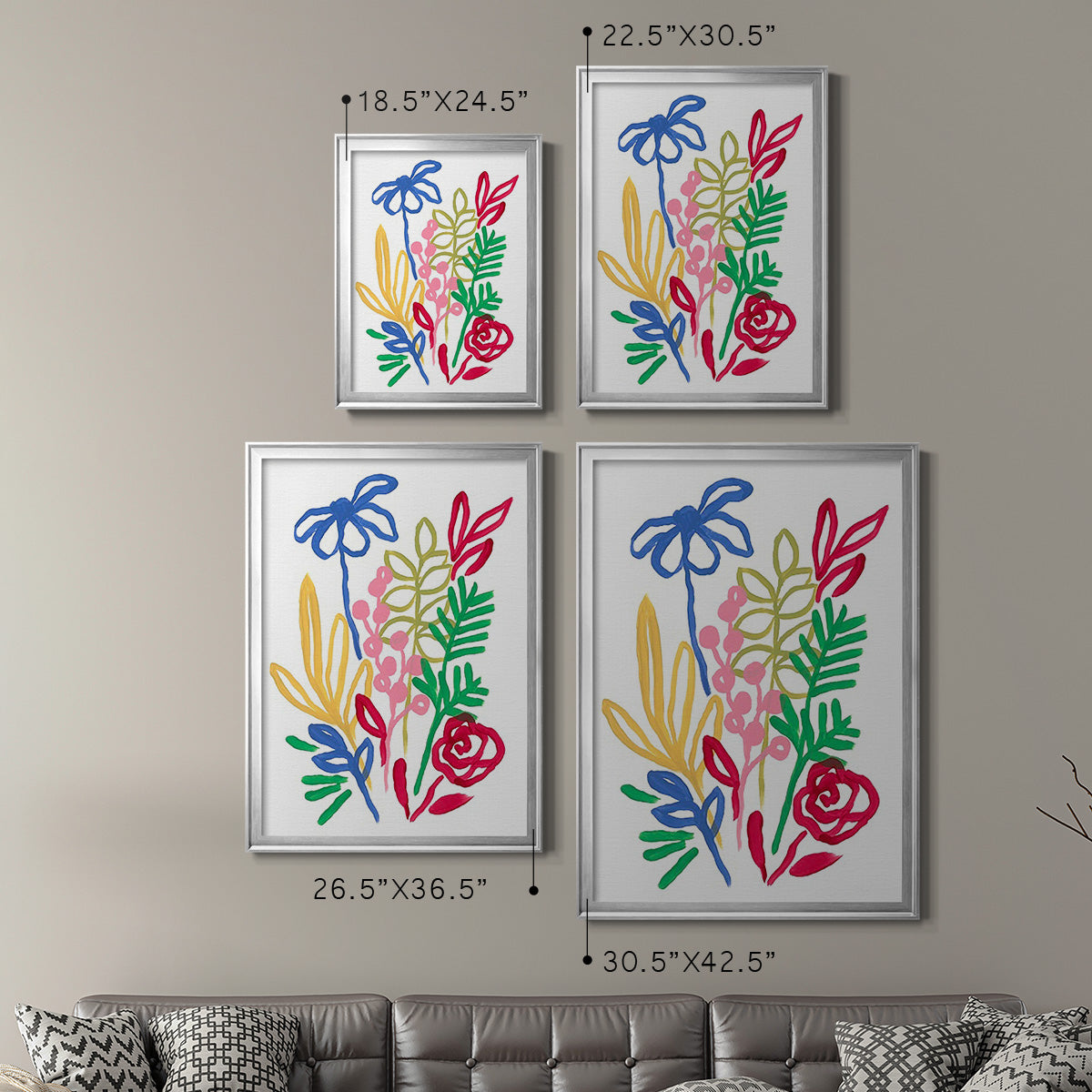 Bold Brushstroke Blooms I - Modern Framed Canvas Print