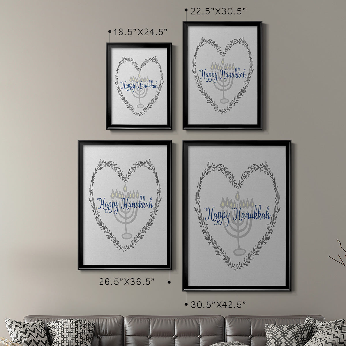 Hanukkah Heart - Modern Framed Canvas Print