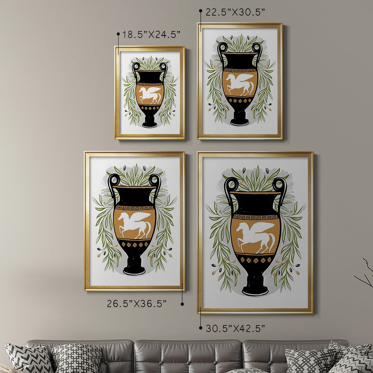 Greek Vases III - Modern Framed Canvas Print