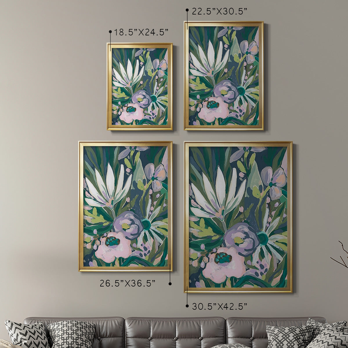 Purple Jungle Garden I - Modern Framed Canvas Print