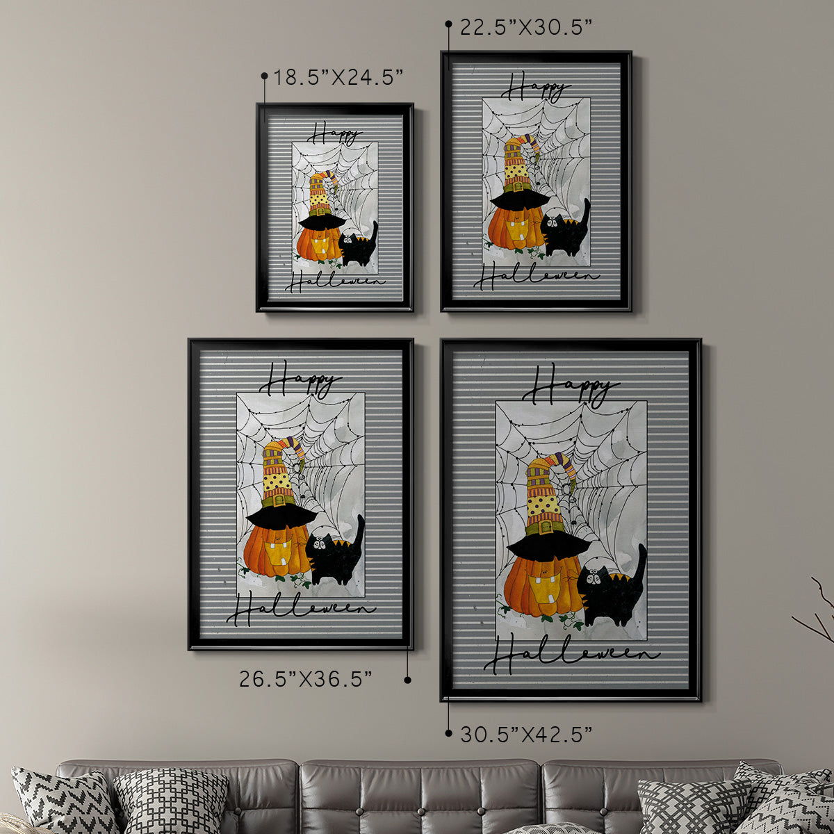 Happy Halloween Pumpkin - Modern Framed Canvas Print