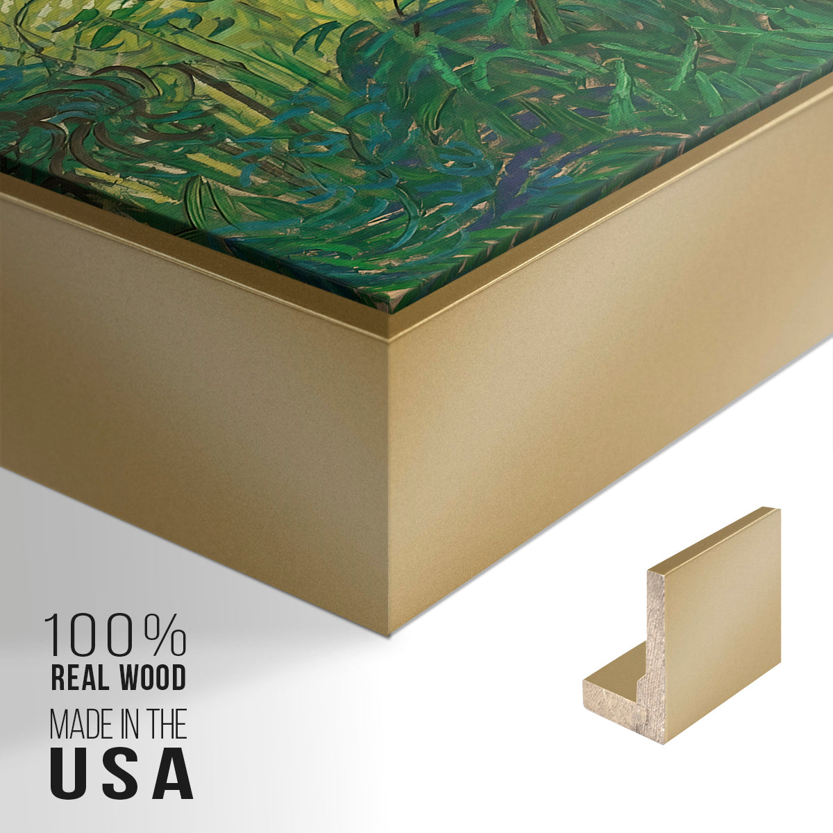 Green Wheat Field with Cypress, 1889 - Floater Framed Canvas Print