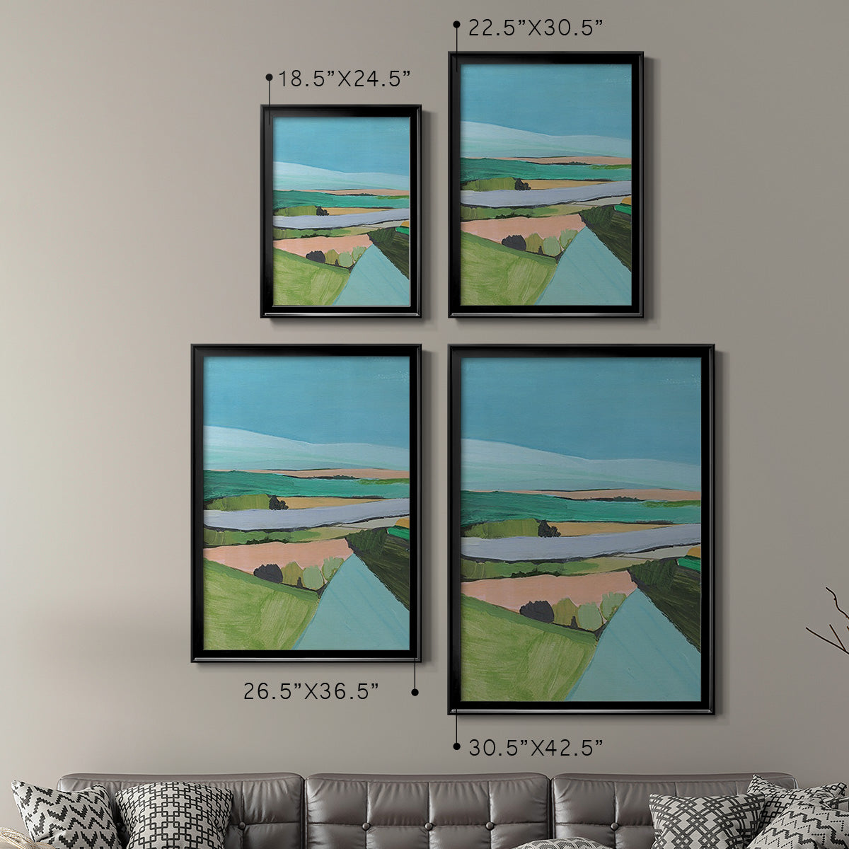 Bright Colored Countryside I - Modern Framed Canvas Print