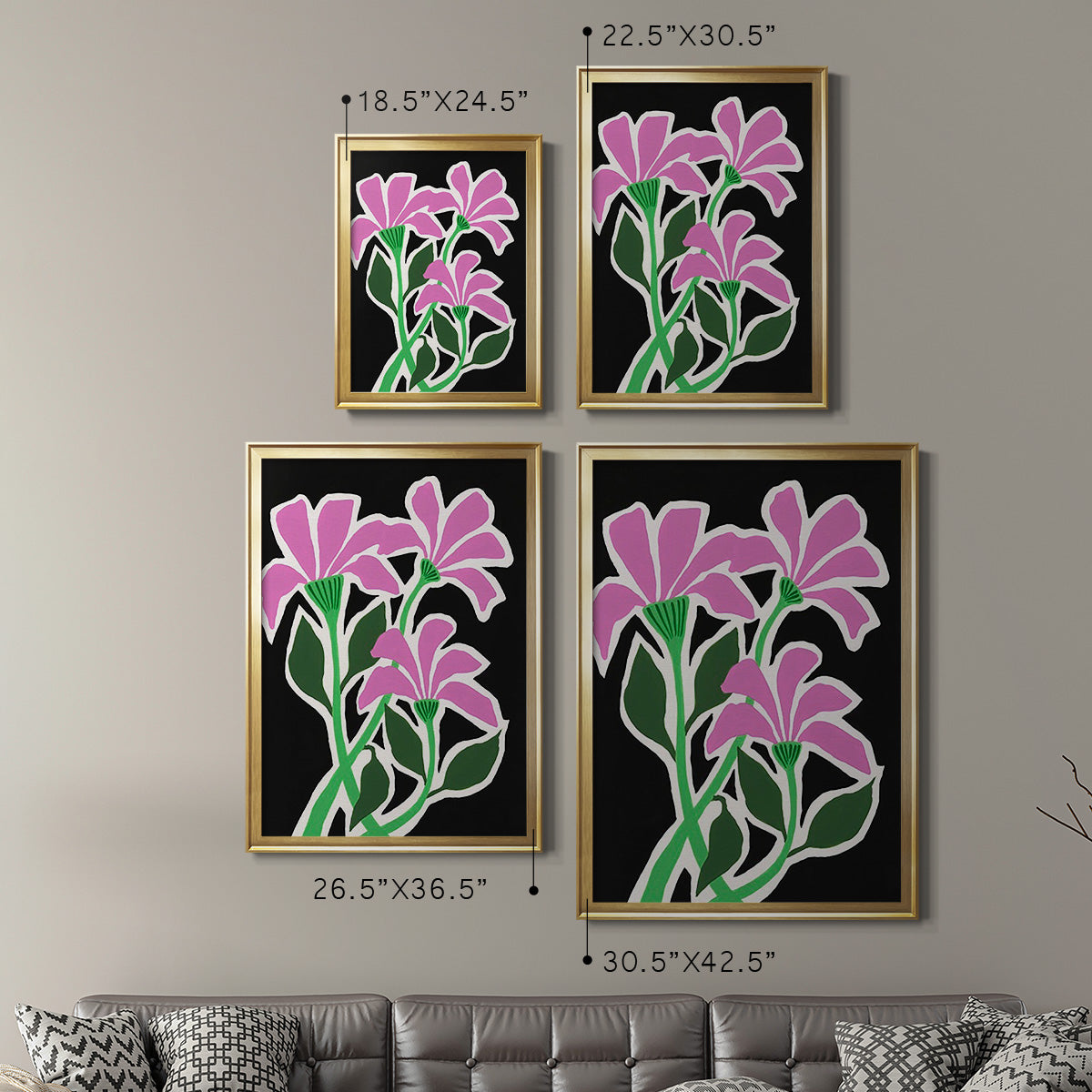 Pop Flowers V - Modern Framed Canvas Print