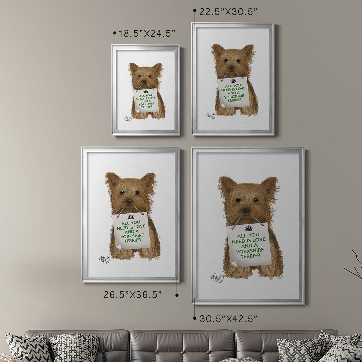 Love and Yorkshire Terrier - Modern Framed Canvas Print