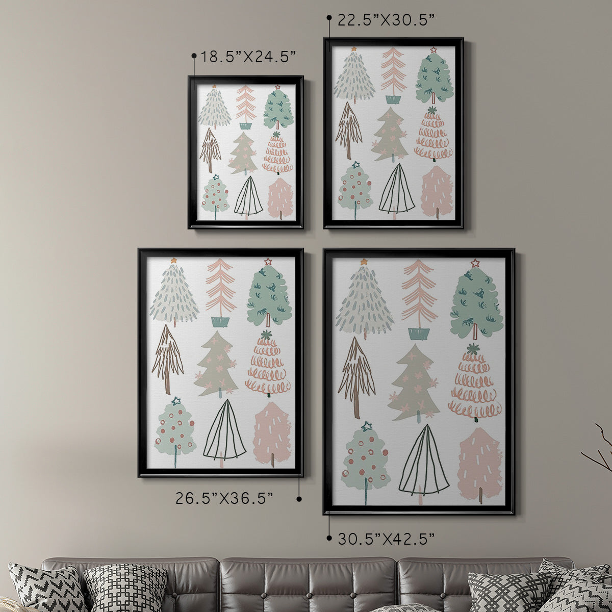 Christmas Tree Sketchbook I - Modern Framed Canvas Print