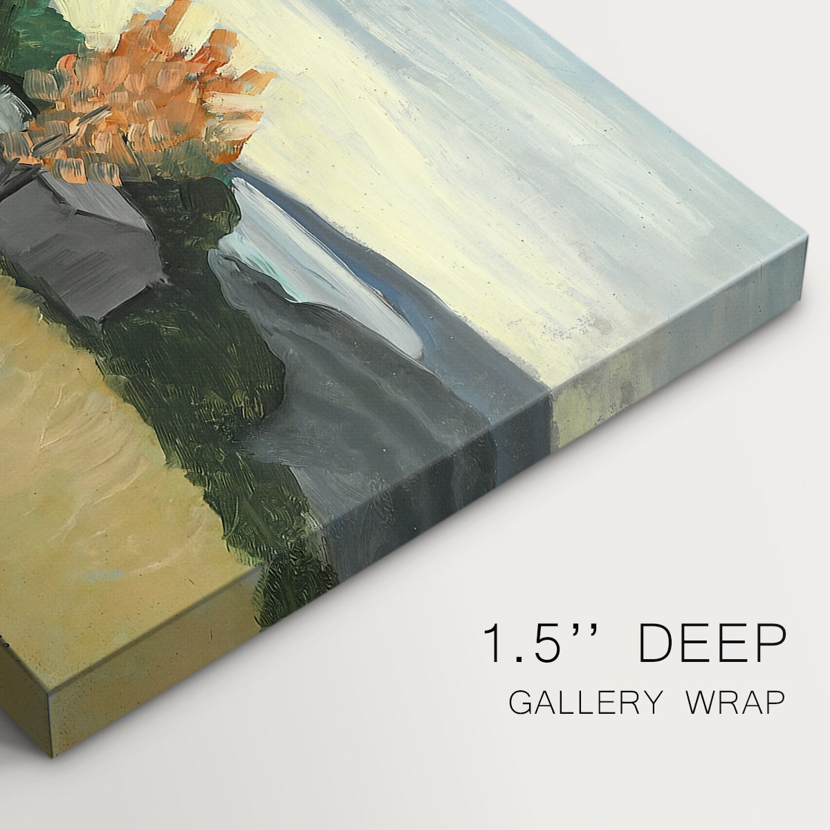 Canvas art print of a golden wheat field stretching across a sunlit landscape under open sky, highlighting texture and gallery-wrapped edges