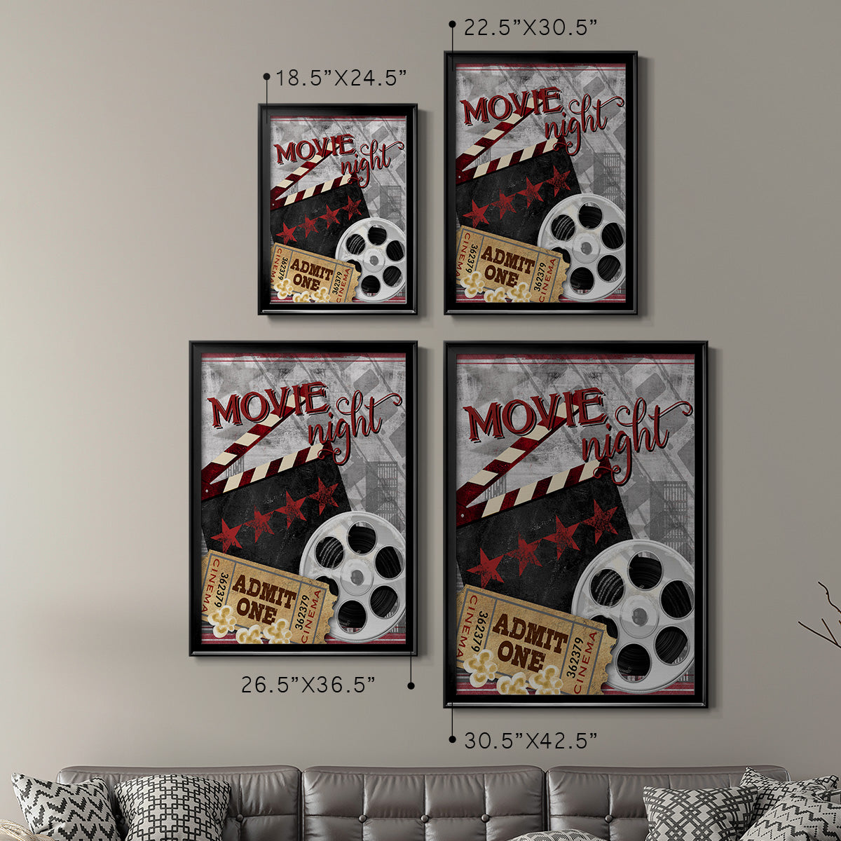 Movie Night II - Modern Framed Canvas Print