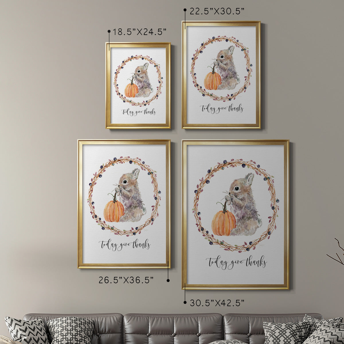 Harvest Home Bunny - Modern Framed Canvas Print